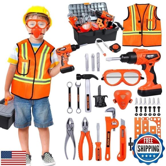 iBaseToy Kids Tool Set 32 PCS Toddler Tool Set with Tool Box and Electronic - Picture 1 of 5